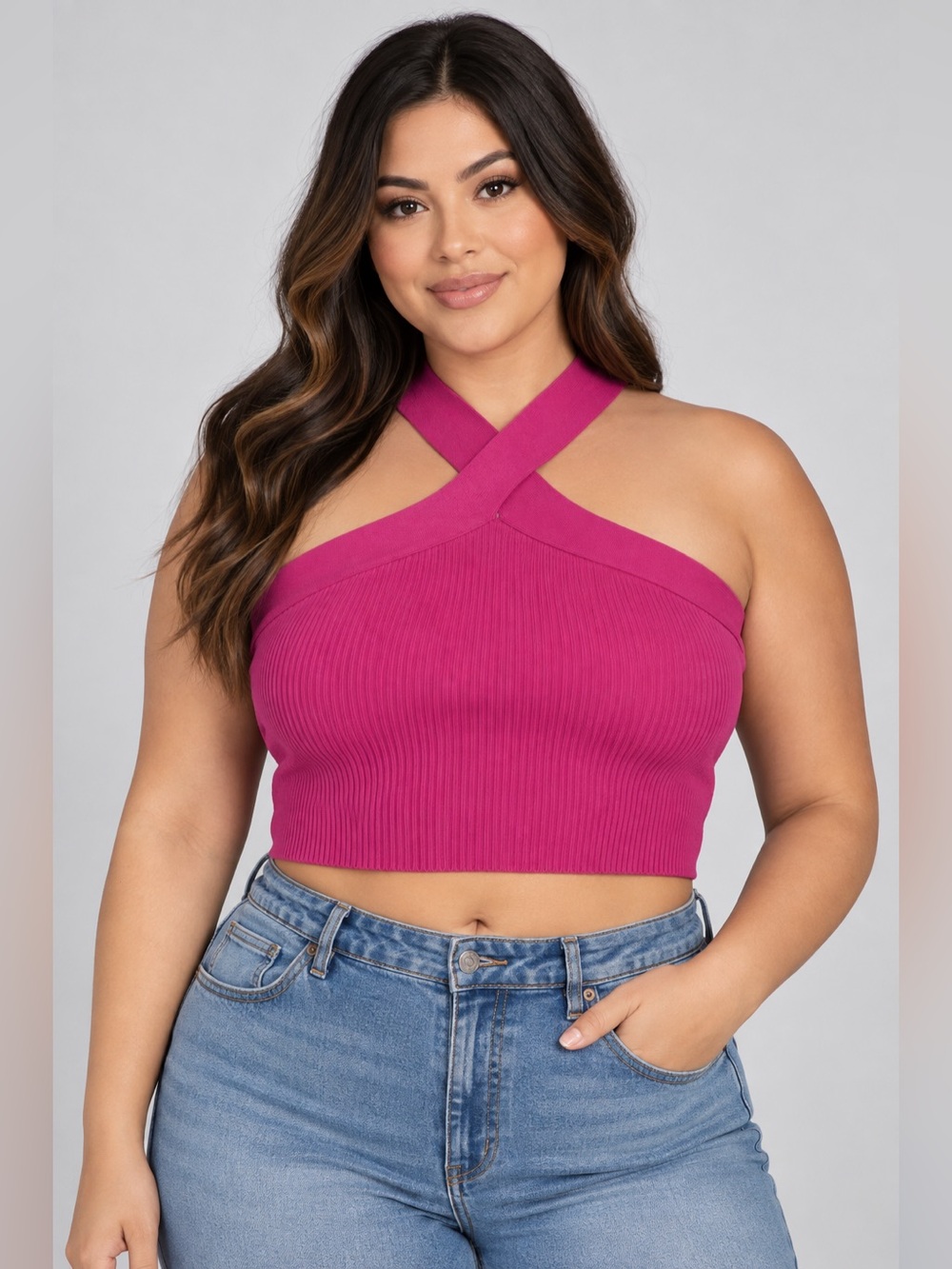 Sincerely Jules Women's Ribbed Knit Cross-Back
Crop Top - Size XL